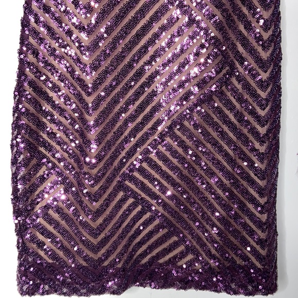 NWT Purple Sequin Stripe Open Back Dress Size S - Picture 5 of 17